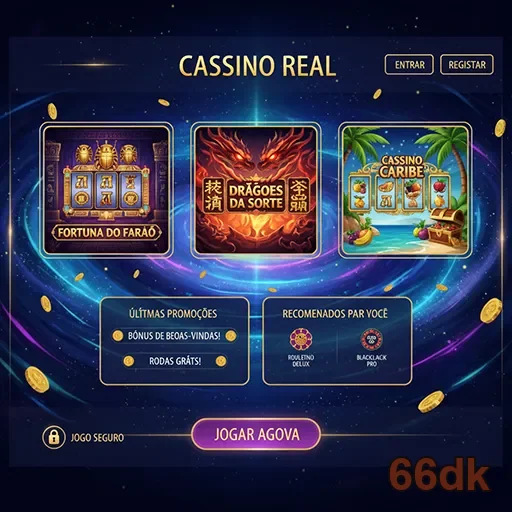Imagens do cassino real apresentadas no site 66dk, mostrando jogos e ambiente luxuoso.